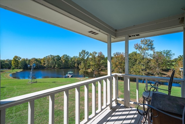 balcony with a water view