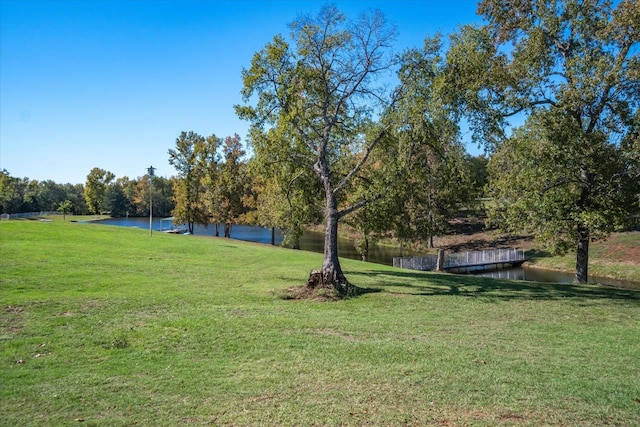 view of nearby features featuring a water view and a yard