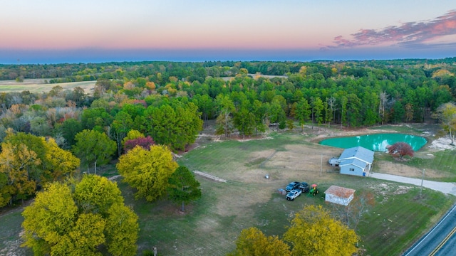 view of aerial view at dusk