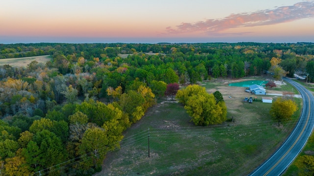 view of aerial view at dusk