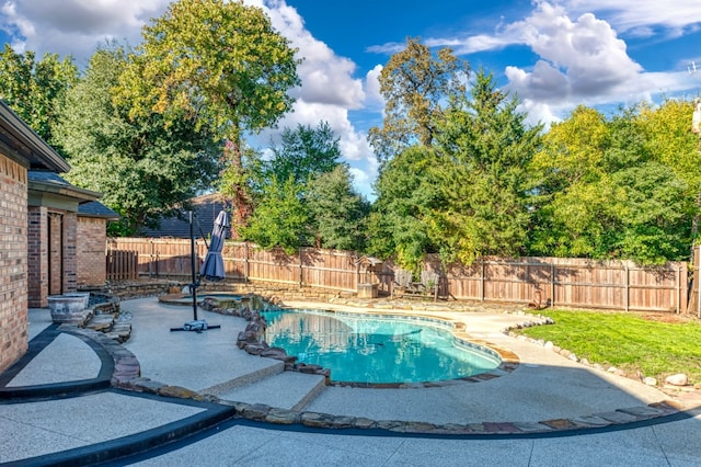 view of swimming pool with a patio area