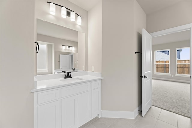 bathroom featuring vanity and tile patterned flooring