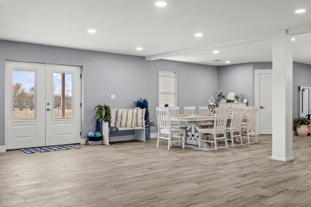 interior space featuring light hardwood / wood-style flooring and french doors