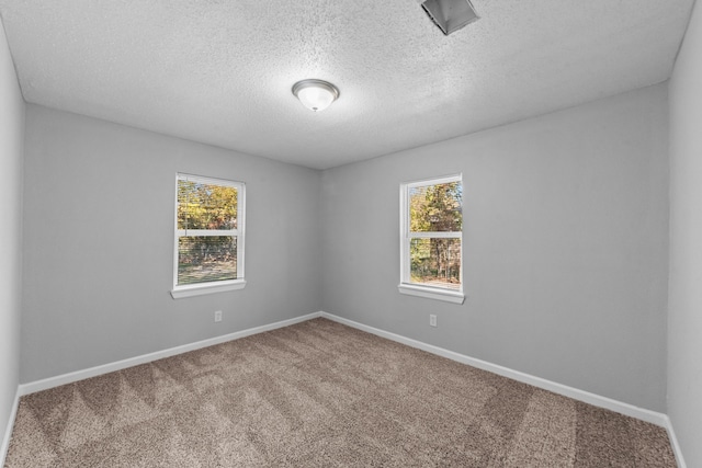 carpeted spare room featuring a textured ceiling