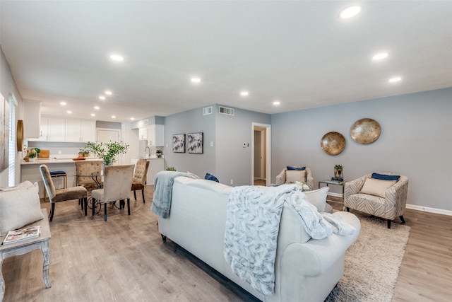 living room featuring light hardwood / wood-style flooring