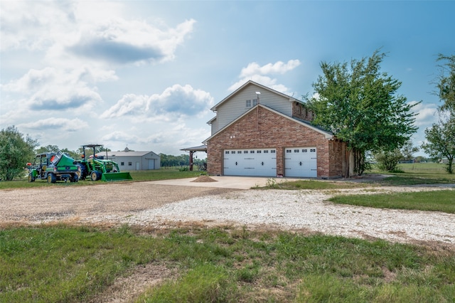 exterior space with a garage