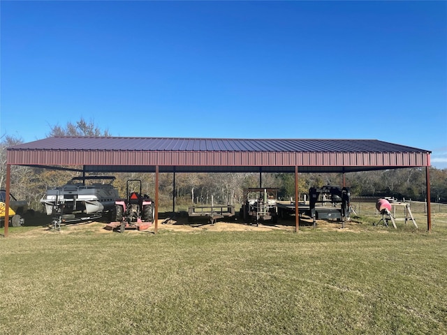 view of parking / parking lot featuring a carport