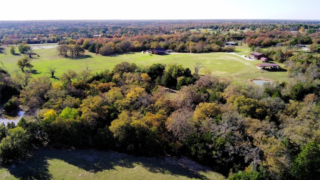 aerial view featuring a forest view