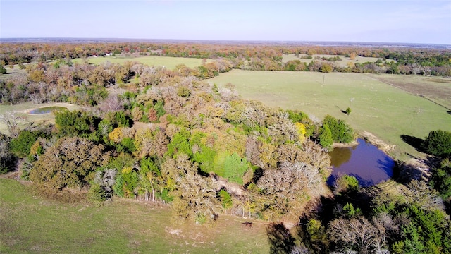 aerial view featuring a water view and a rural view