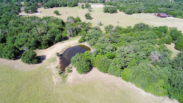 bird's eye view with a water view and a rural view