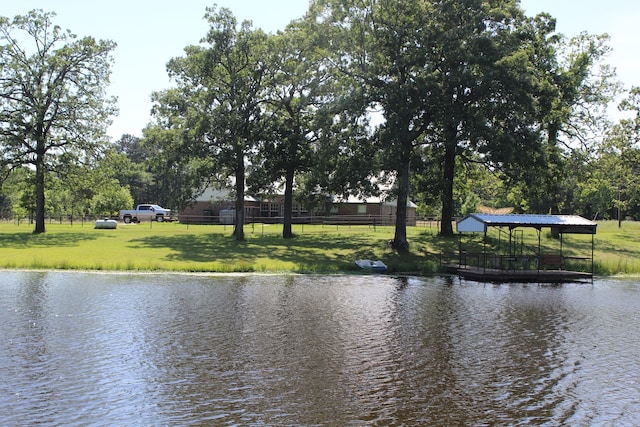 property view of water with a gazebo