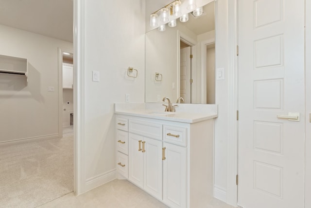 bathroom with tile floors and oversized vanity