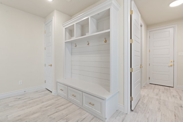 mudroom featuring light hardwood / wood-style floors