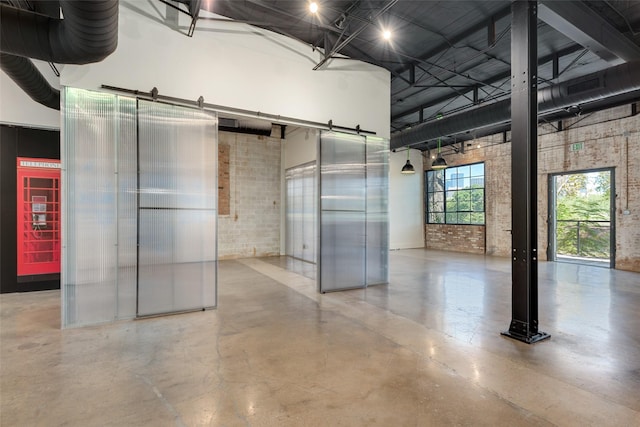 basement with brick wall