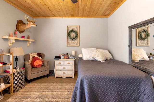 bedroom with wooden ceiling