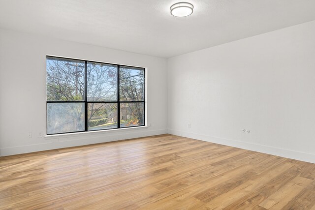 empty room with light hardwood / wood-style flooring