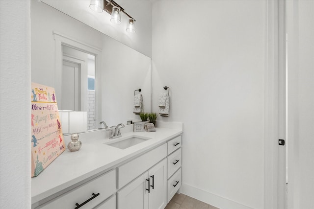 bathroom with vanity and tile patterned floors