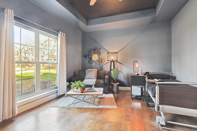 office space featuring a wealth of natural light and a raised ceiling