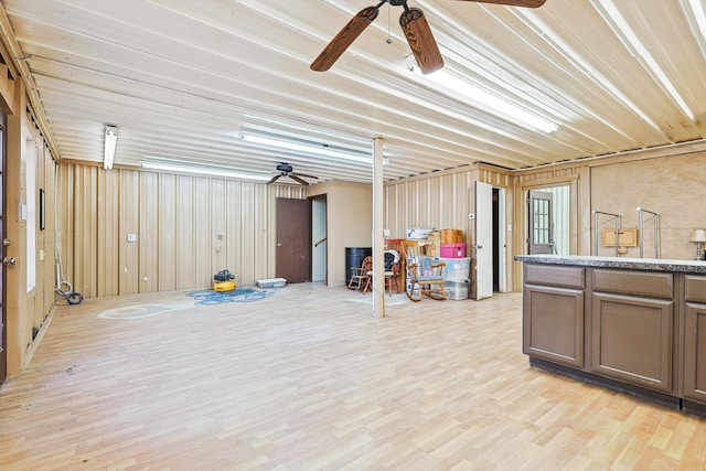 interior space featuring ceiling fan and light hardwood / wood-style floors