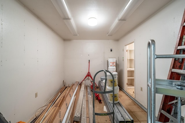 interior space featuring light tile patterned floors