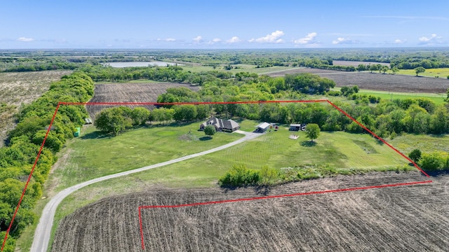 bird's eye view with a rural view