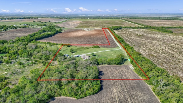 aerial view featuring a rural view