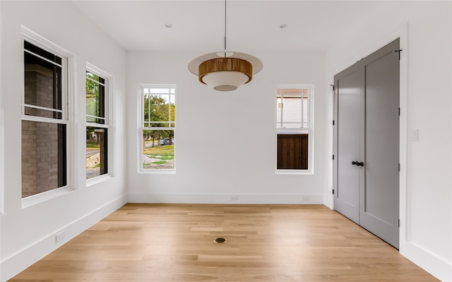 unfurnished dining area featuring light hardwood / wood-style floors