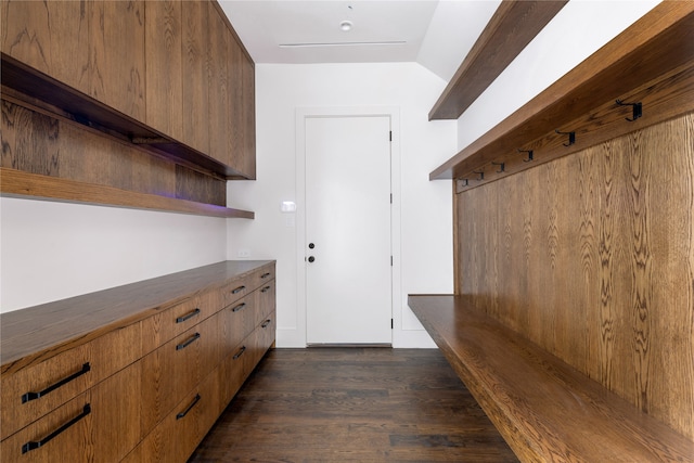 mudroom with dark hardwood / wood-style flooring