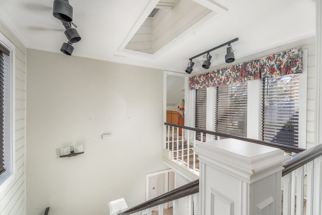 hallway with ornamental molding