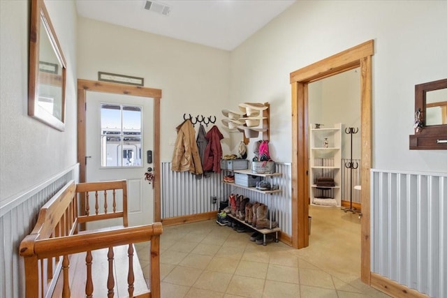 mudroom featuring light tile patterned floors