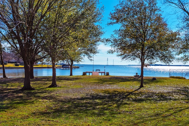 water view featuring a dock