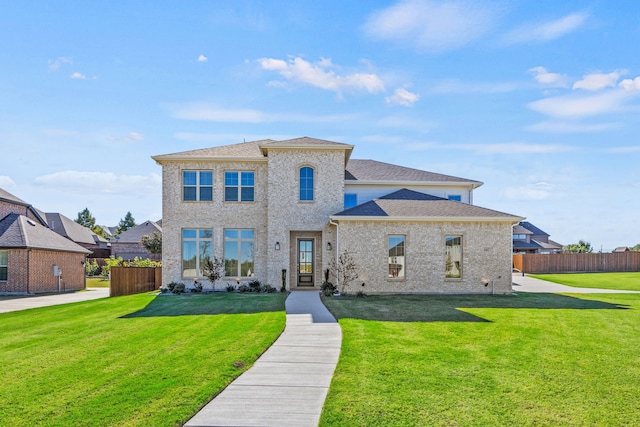 view of front of property featuring a front lawn