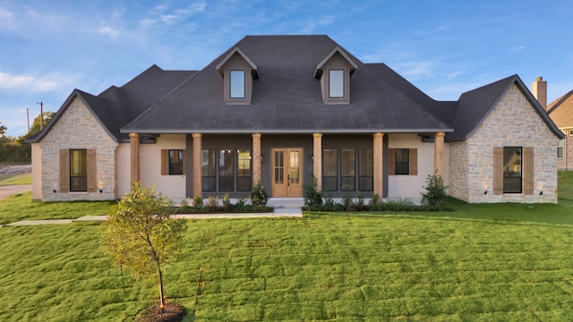 view of front facade featuring a front lawn