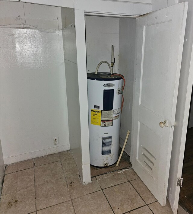 utility room featuring water heater