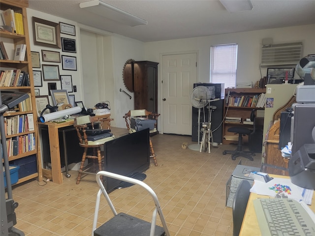 office space with light tile patterned flooring