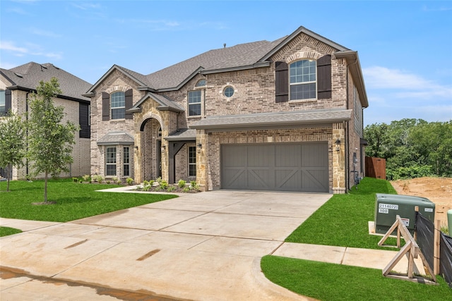 view of front of home featuring a garage and a front yard