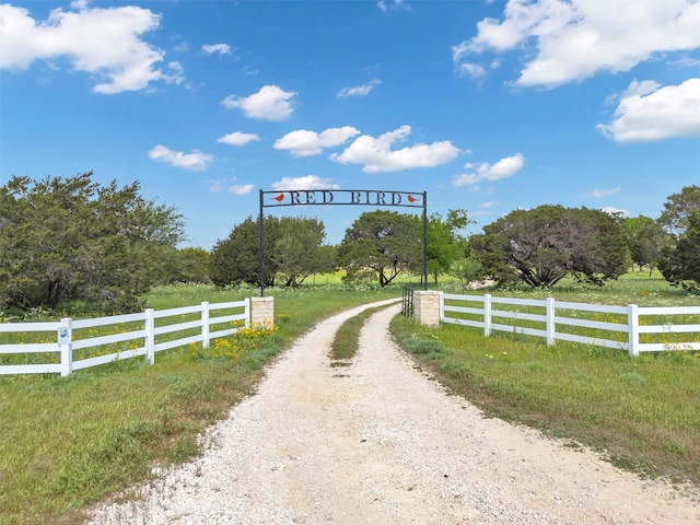 view of street with a rural view