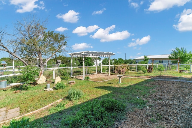 view of yard featuring a pergola