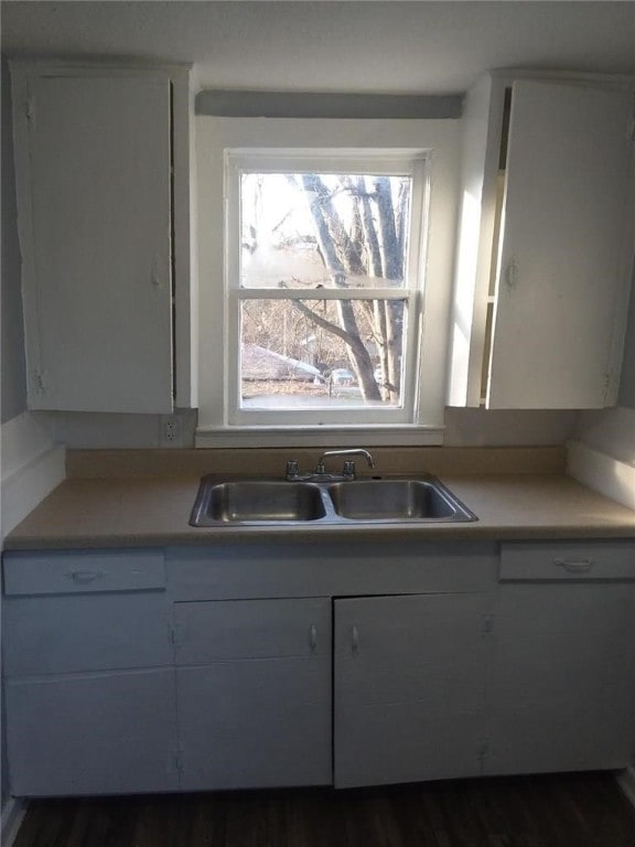 kitchen with dark wood-type flooring and sink