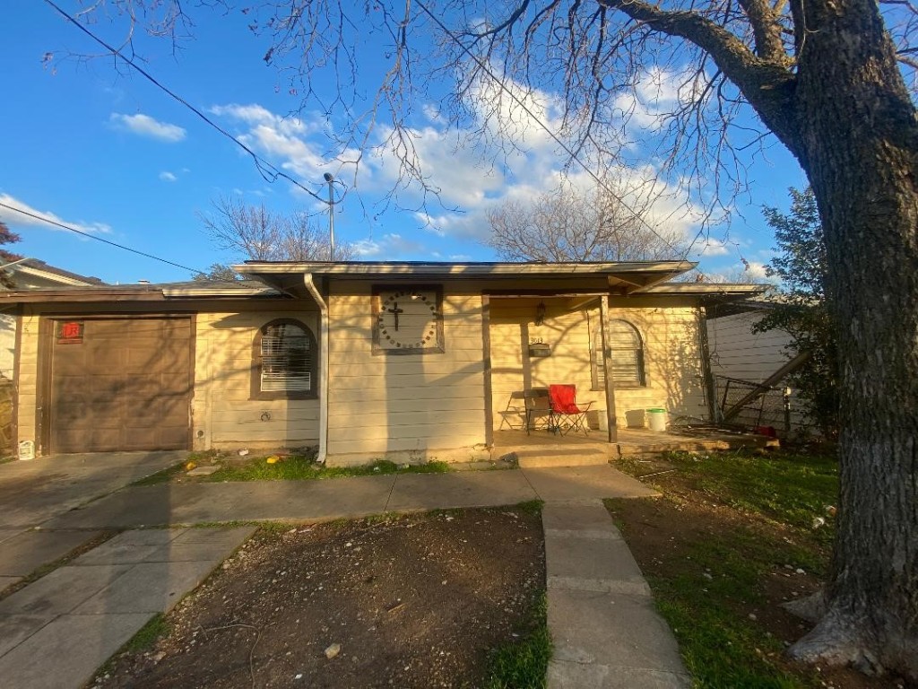 exterior space featuring a garage