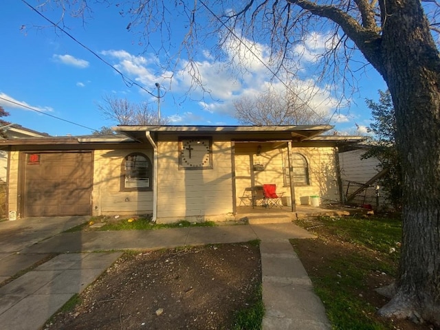 exterior space featuring a garage