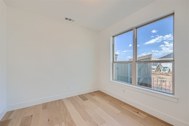 unfurnished room with a healthy amount of sunlight and light wood-type flooring