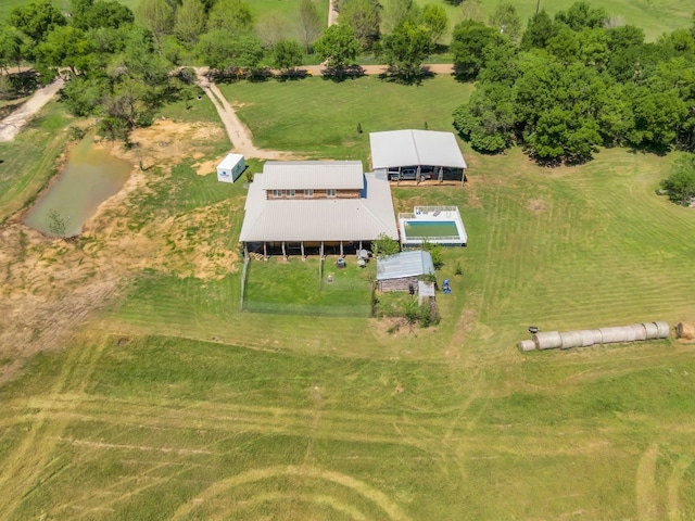 aerial view featuring a rural view