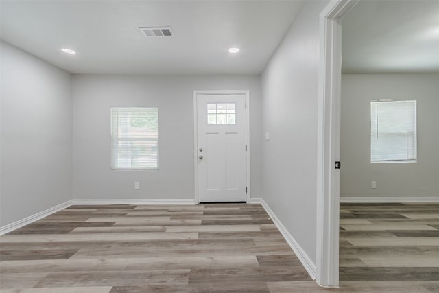 foyer entrance featuring light wood-type flooring