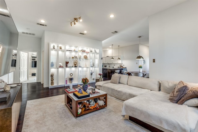 living room with hardwood / wood-style floors