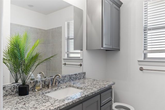 bathroom featuring vanity and toilet