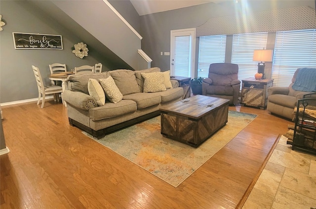 living room featuring light hardwood / wood-style floors