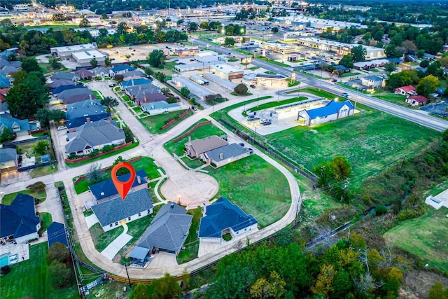 bird's eye view with a residential view