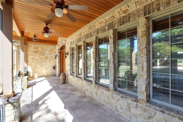 view of patio with ceiling fan