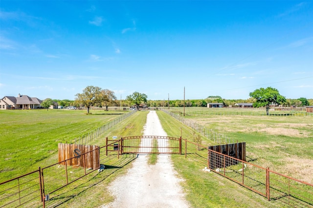 view of street with a rural view